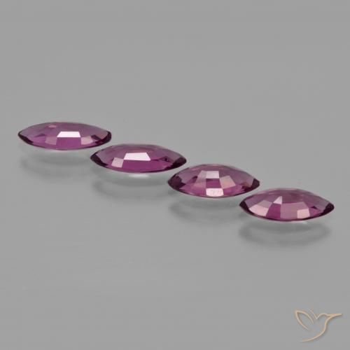 Pedras preciosas de rodolita granada roxo avermelhado natural de 3.69 ct, Marquesa, VS