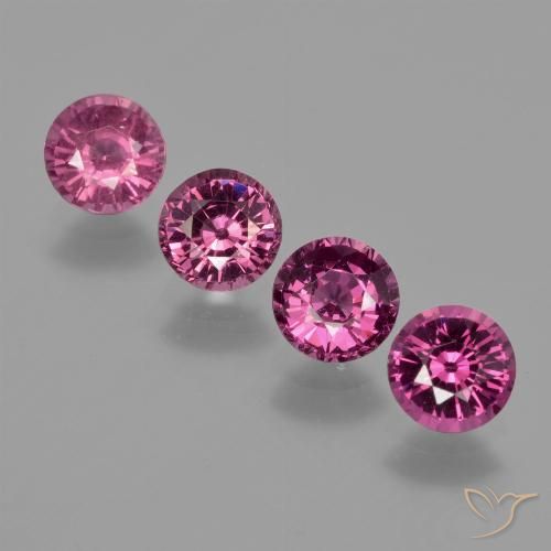 Pedras preciosas de granada rodolita roxo natural de 2,44 ct, corte redondo, VS