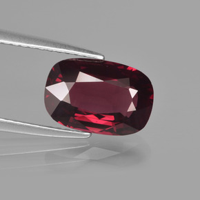 Granada rodolita vermelho natural 3,17ct, almofada cortada, VVS-VS