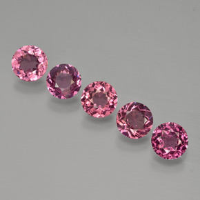 Pedras preciosas de granada rodolita vermelho natural de 2,69 ct, corte redondo, VVS-VS