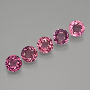 Pedras preciosas de granada rodolita vermelho natural de 2,69 ct, corte redondo, VVS-VS