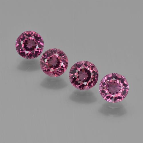 Pedras preciosas de granada rodolita roxo natural de 2,43 ct, corte redondo, VS