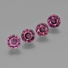 Pedras preciosas de granada rodolita roxo natural de 2,43 ct, corte redondo, VS