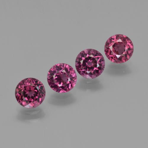 Pedras preciosas de Rodolita Granada roxo médio natural de 2.72 ct, Corte Redondo, VVS-VS