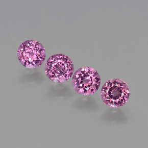 Pedras preciosas de granada rodolita vermelho natural de 1,40 ct, corte redondo, VS