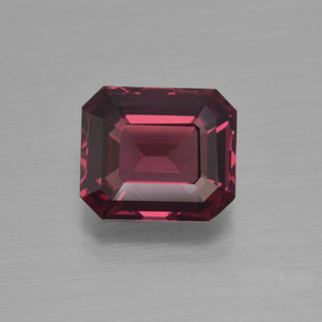 Granada rodolita vermelho natural 2,98ct, corte esmeralda, VVS-VS