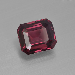 Granada rodolita vermelho natural 2,98ct, corte esmeralda, VVS-VS