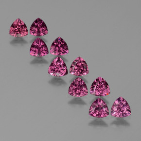 Pedras preciosas de granada rodolita roxo natural de 5,49 ct, trillion, VS