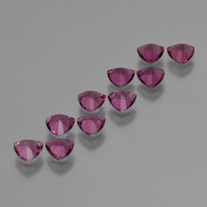Pedras preciosas de granada rodolita roxo natural de 5,49 ct, trillion, VS