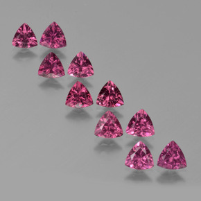 Pedras preciosas de granada rodolita roxo natural de 5,37 ct, trillion, VS