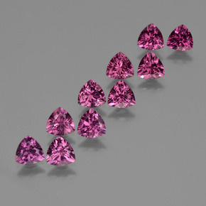 Pedras preciosas de granada rodolita rosa natural de 5,62 ct, trillion, VS