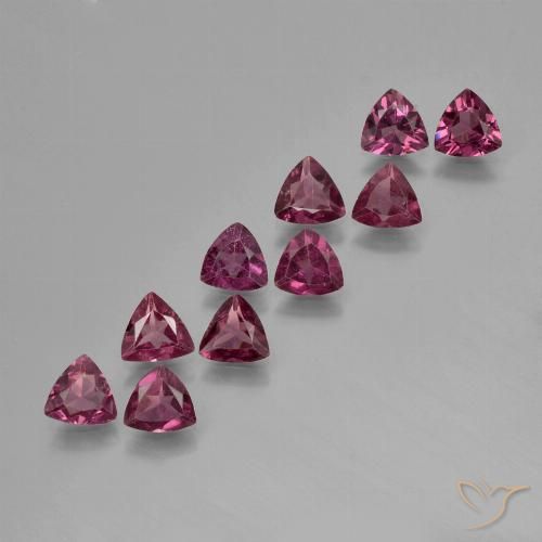 Pedras preciosas de granada rodolita roxo natural de 3,80 ct, trillion, VS
