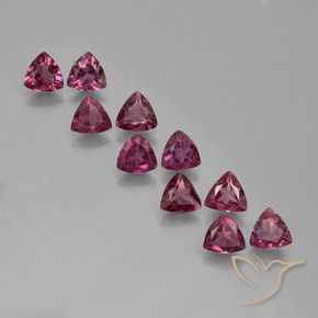 Pedras preciosas de granada rodolita roxo natural de 3,80 ct, trillion, VS