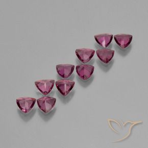 Pedras preciosas de granada rodolita roxo natural de 3,80 ct, trillion, VS