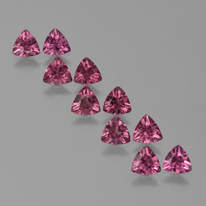 Pedras preciosas de granada rodolita roxo natural de 4,22 ct, trillion, VS