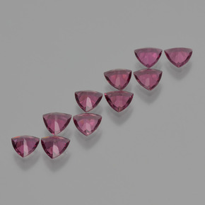 Pedras preciosas de granada rodolita roxo natural de 4,22 ct, trillion, VS