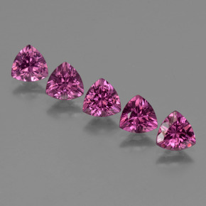 Pedras preciosas de granada rodolita rosa natural de 2,77 ct, trillion, VS