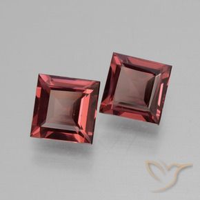 Pedras preciosas de rodolita granada Merlot tinto natural de 1.45 ct, Quadrado, VVS-VS