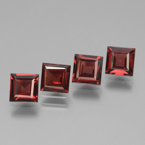 Pedras preciosas de granada rodolita vermelho natural de 3,05 ct, quadrado, VS