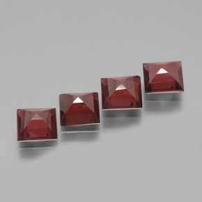 Pedras preciosas de granada rodolita vermelho natural de 3,05 ct, quadrado, VS