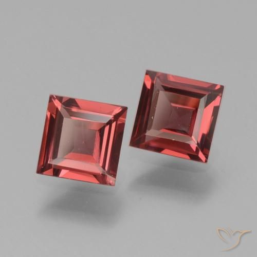 Pedras preciosas de rodolita granada vermelho médio natural de 1.36 ct, Quadrado, VS