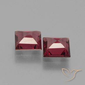 Pedras preciosas de rodolita granada Vermelho médio-escuro natural de 1.36 ct, Quadrado, VS