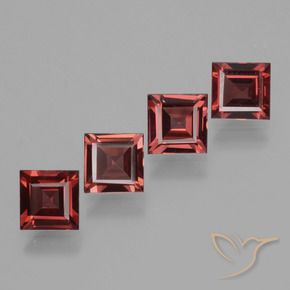 Pedras preciosas de rodolita granada Vermelho médio-escuro natural de 2.96 ct, Quadrado, VS