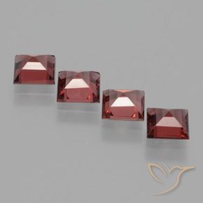 Pedras preciosas de rodolita granada Vermelho médio-escuro natural de 2.96 ct, Quadrado, VS
