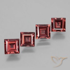 Pedras preciosas de rodolita granada vermelho carmesim natural de 3.07 ct, Quadrado, VS