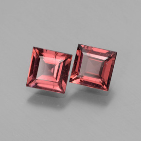 Pedras preciosas de granada rodolita vermelho natural de 1,44 ct, quadrado, VS