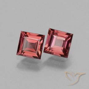 Pedras preciosas de rodolita granada Vermelho médio-escuro natural de 1.63 ct, Quadrado, VS