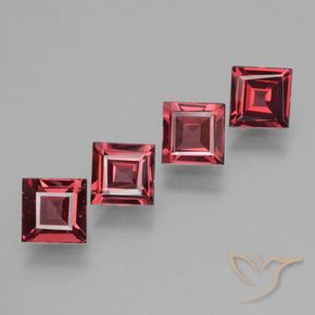 Pedras preciosas de rodolita granada vermelho médio natural de 2.52 ct, Quadrado, VS