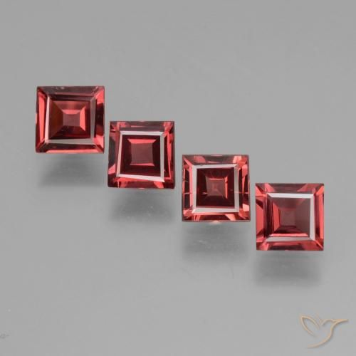 Pedras preciosas de granada rodolita vermelho natural de 2,33 ct, quadrado, VS
