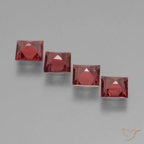 Pedras preciosas de granada rodolita vermelho natural de 2,33 ct, quadrado, VS