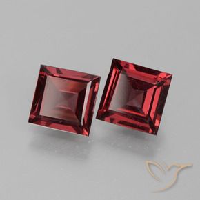 Pedras preciosas de rodolita granada Vinho Tinto Profundo natural de 1.39 ct, Quadrado, VS