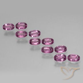 Pedras preciosas de rodolita granada roxo médio natural de 3.39 ct, oval, VS