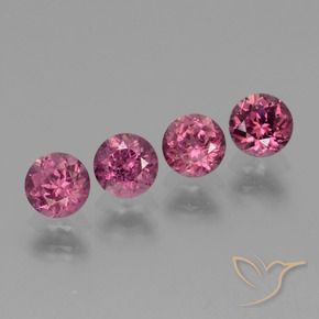 Pedras preciosas de Granada Rodolita roxo médio natural de 2,12 ct, Corte Redondo, VS