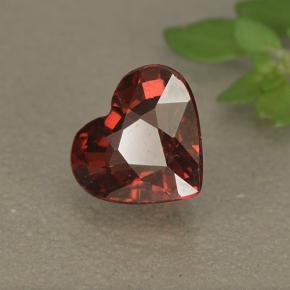 Granada rodolita vermelho natural 1,77ct, formato de coração, VS