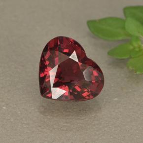 Granada rodolita vermelho natural 1,63ct, formato de coração, VVS-VS