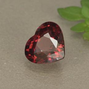 Granada rodolita vermelho natural 1,63ct, formato de coração, VVS-VS