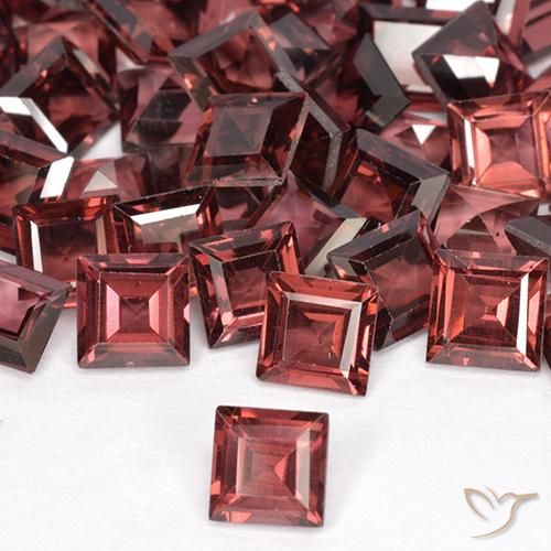 rodolita granada Vermelho escuro Natural 0.76ct, Quadrado, VS