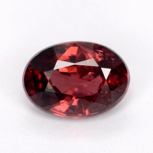 Granada rodolita vermelho natural 1,09ct, corte oval, VS