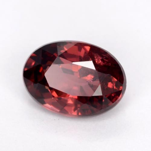 Granada rodolita vermelho natural 1,09ct, corte oval, VS