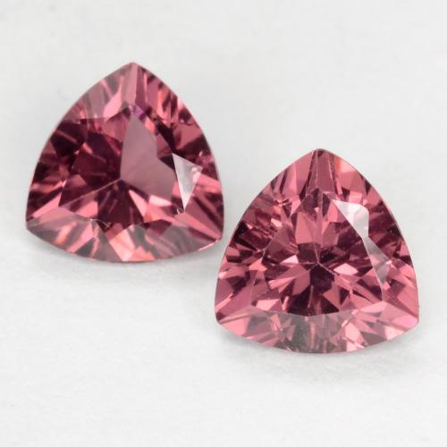 Pedras preciosas de granada rodolita vermelho natural de 1,09 ct, trillion, VS