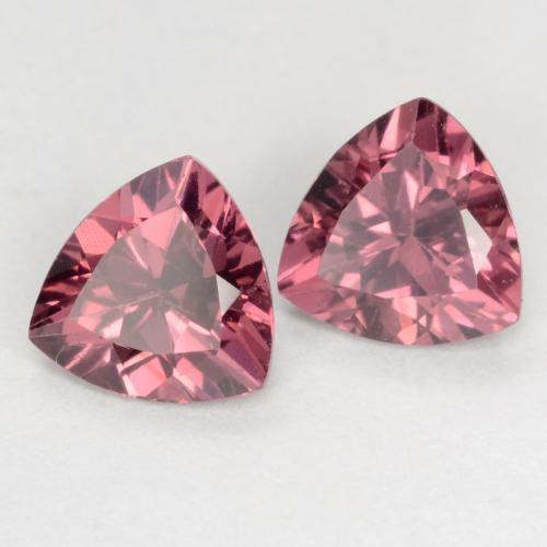 Pedras preciosas de granada rodolita vermelho natural de 1,09 ct, trillion, VS