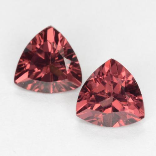 Pedras preciosas de granada rodolita vermelho natural de 0,99 ct, trillion, VS