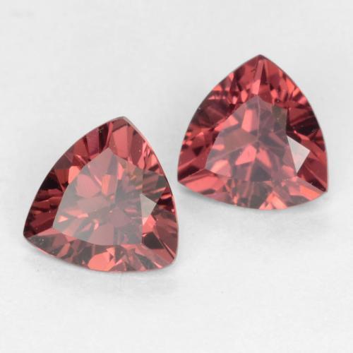 Pedras preciosas de granada rodolita vermelho natural de 0,99 ct, trillion, VS