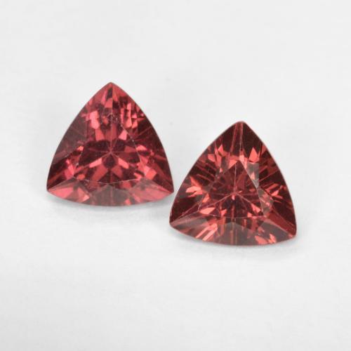 Pedras preciosas de granada rodolita vermelho natural de 1,02 ct, trillion, VS