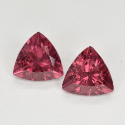 Pedras preciosas de granada rodolita roxo natural de 1,02 ct, trillion, VS