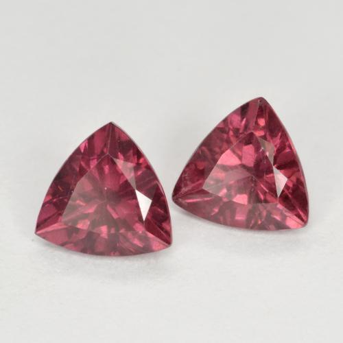 Pedras preciosas de granada rodolita roxo natural de 1,02 ct, trillion, VS